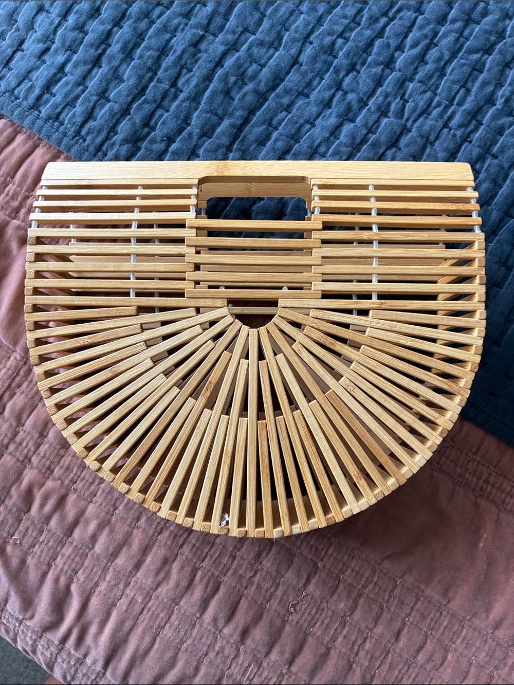 Half-Moon Bamboo Clutch Wristlet in Natural